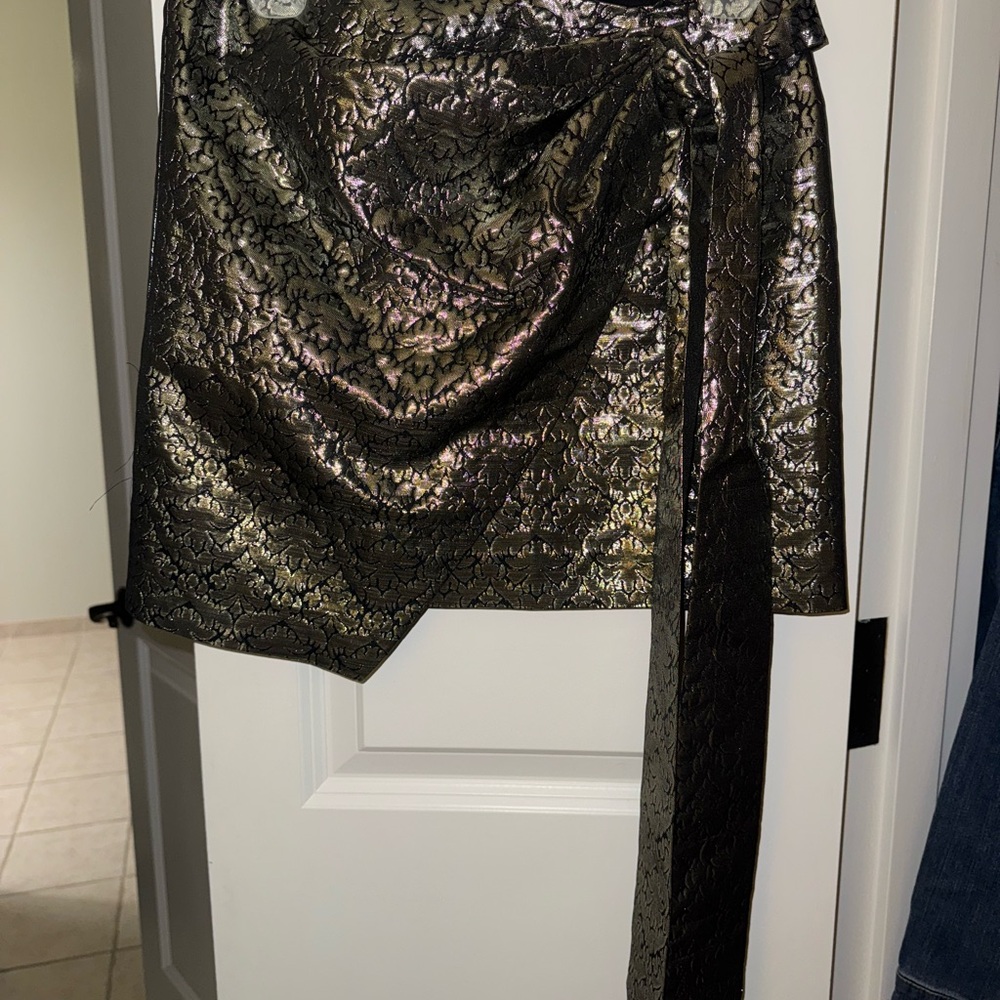 Rebecca Minkoff Black and Gold Mini Skirt